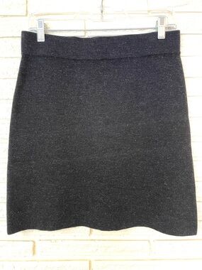 Krimson Klover Merino Wool Knit Mini Skirt Sz M Charcoal Grey Pull On Stretch